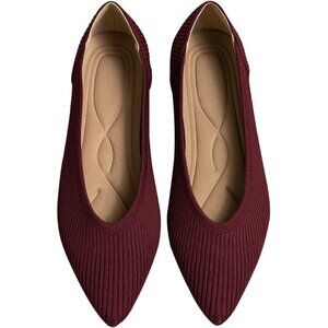 Women's Flats Shoes Pointed Toe Ballet Comfortable Dressy Slip On Flat Red